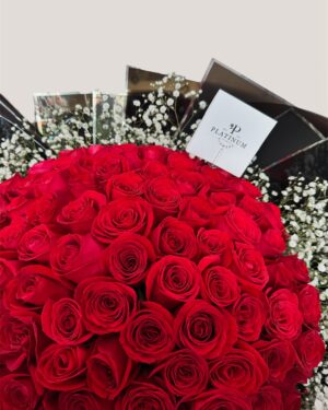 100 rosas rojas con gypso