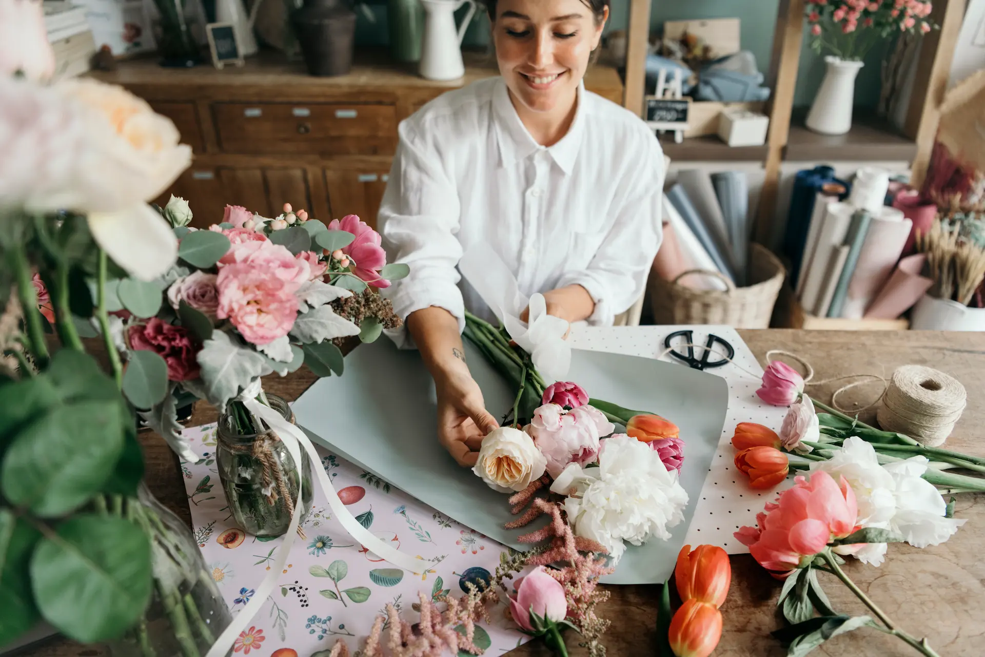 10 Hojas De Papel Para Envolver Flores, Arte Floral De Estilo