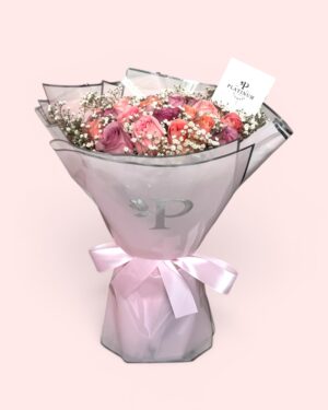 24 rosas de colores pasteles en gypso