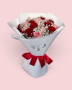 24 rosas combinadas con gypso