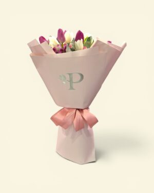 Mix de flores con tulipanes platinum