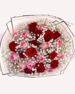 24 rosas combinadas con gypso