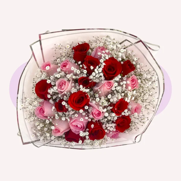 24 rosas combinadas con gypso