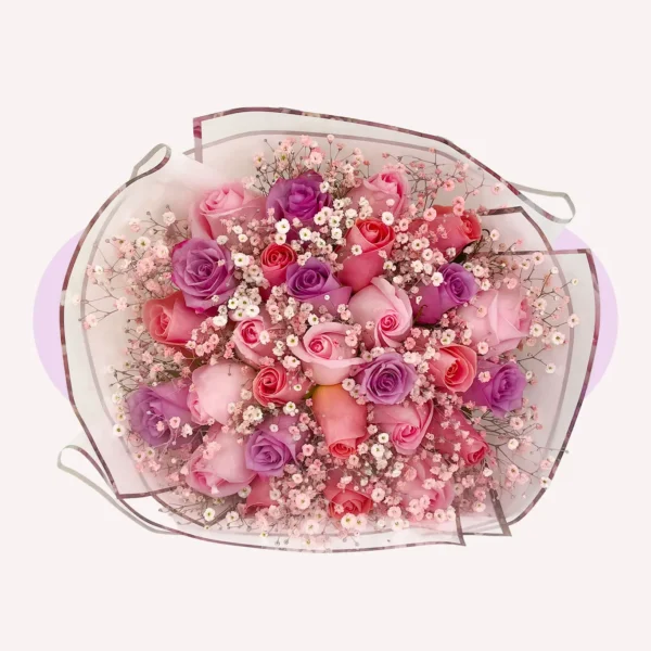 24 rosas de colores pasteles en gypso
