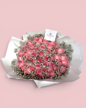 50 Rosas Rosas con Gypso