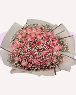 50 Rosas Rosas con Gypso