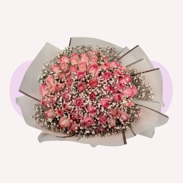50 Rosas Rosas con Gypso
