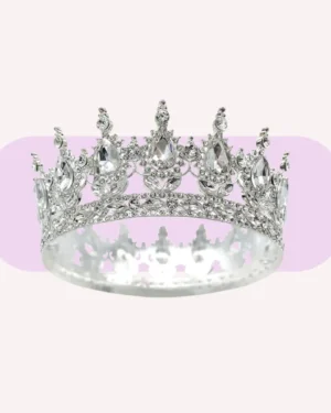 Corona Platinum Plateada con Piedras Plateadas 15 CM