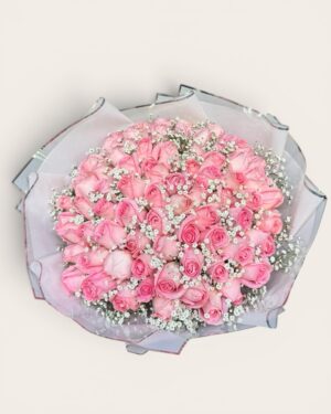 75 Rosas rosas con gypso