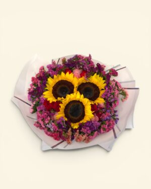 12 rosas combinadas y 3 girasoles con leticia
