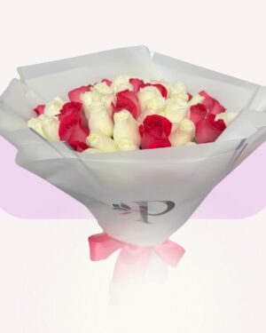 36 rosas rosas y blancas