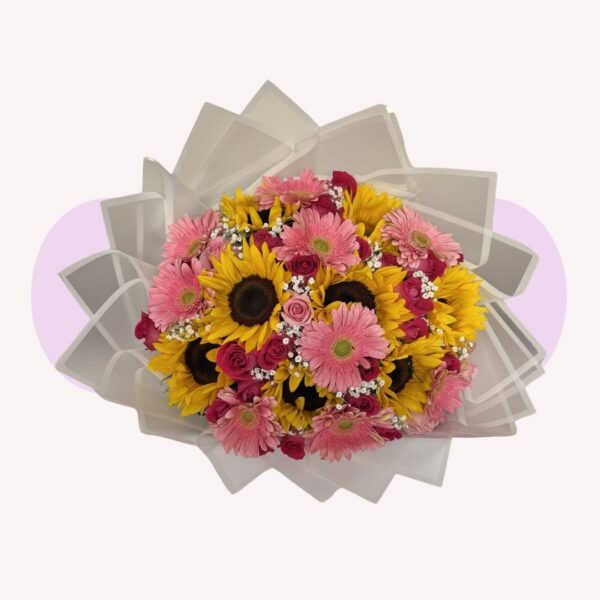 MIX DE ROSAS, GERBERAS Y GIRASOLES