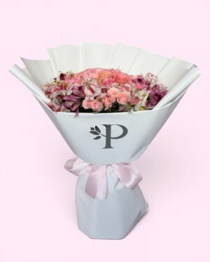 24 Rosas dovelas con astromelia y mini rosa