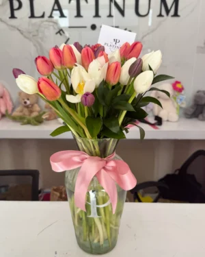 Jarron De 30 Tulipanes