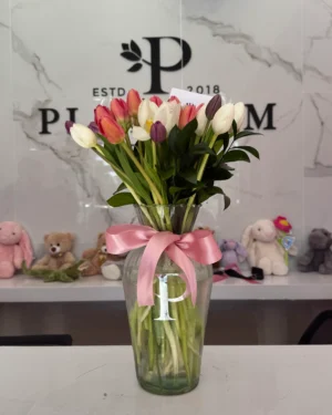Jarron De 30 Tulipanes
