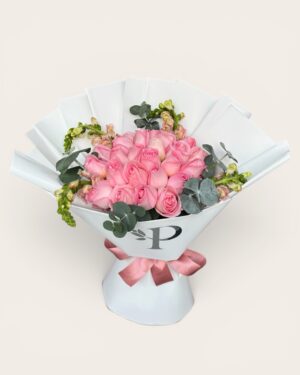 Mix 24 rosas rosas con perrito