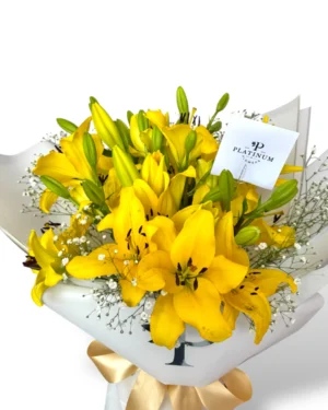 Bouquet de lilis amarillas platinum