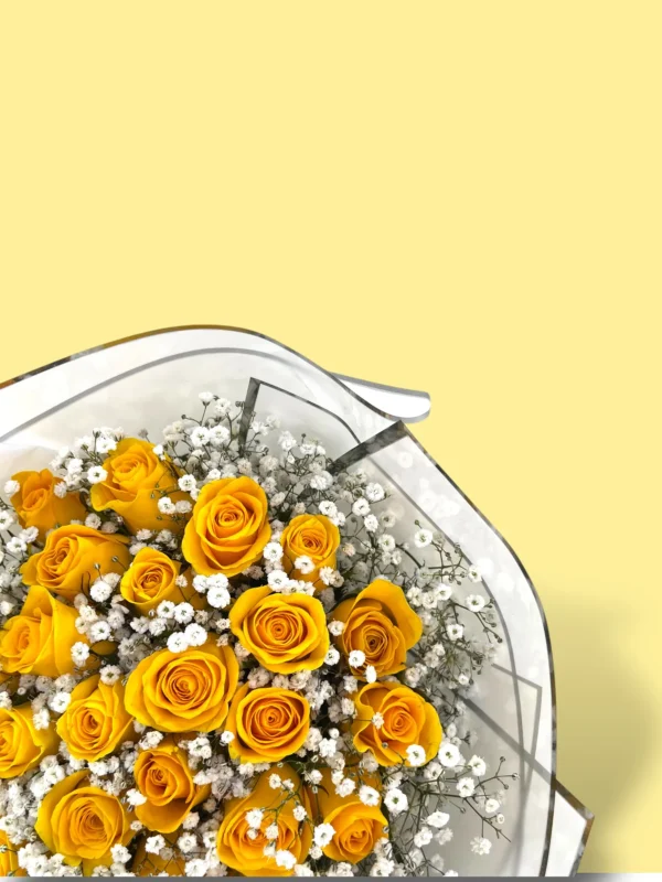 24 rosas amarillas con gypsо e - Imagen 3