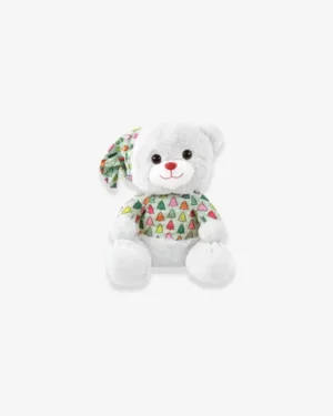 Osito de peluche navideño blanco 28 cm