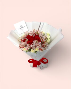 6 Rosas Rojas Con Astromelia Y Mini Rosa