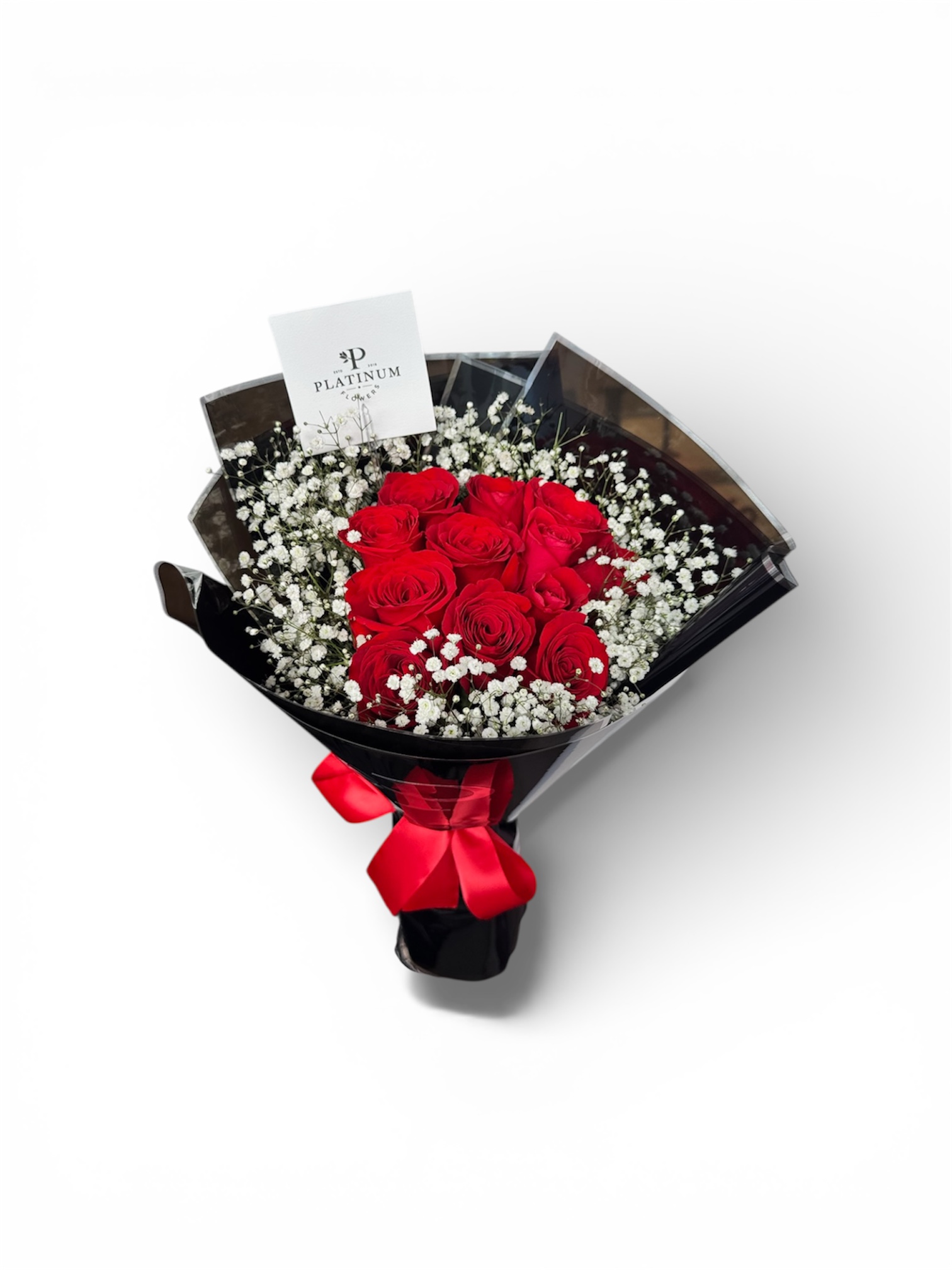 12 Rosas rojas con gypso alrededor - Imagen 3