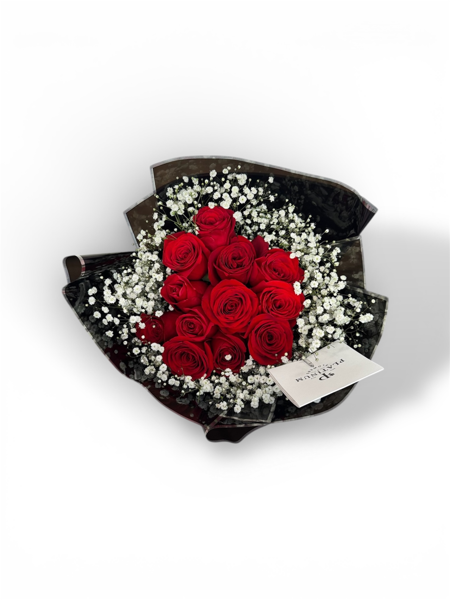 12 Rosas rojas con gypso alrededor - Imagen 2